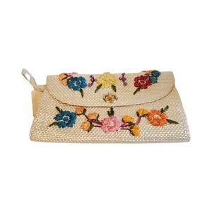 Handmade Straw Floral Purse